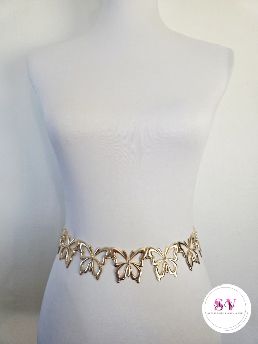 Gold butterfly chain belt